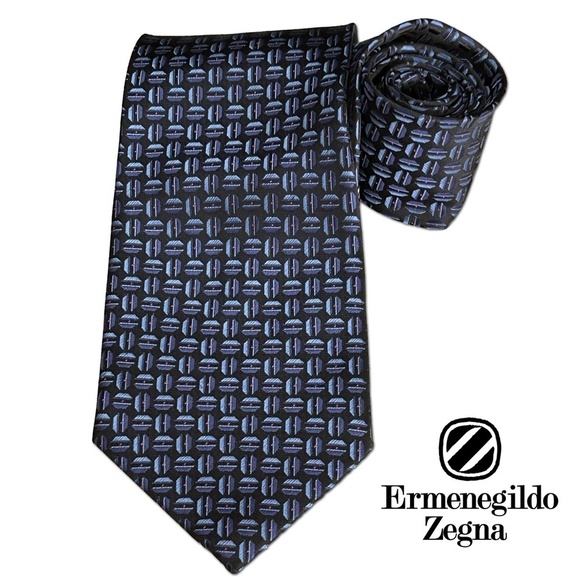 Ermenegildo Zega Woven Textured Necktie 100% Silk Branded Men's Designer Fashion - Picture 1 of 8